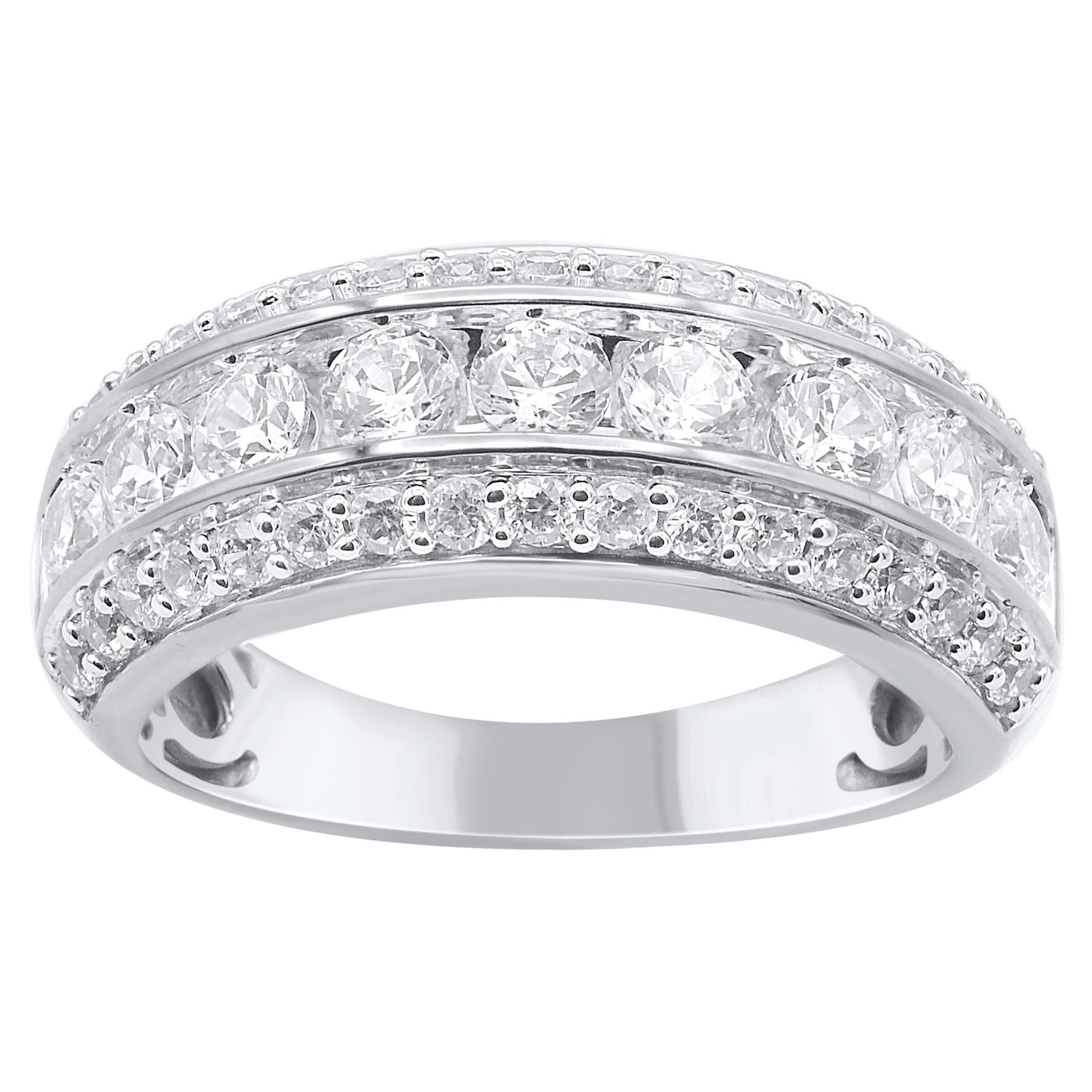 TJD 1,50 Karat Brillantschliff Diamant 14 Karat Weißgold Ehering