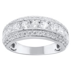 TJD Alianza de oro blanco de 14 quilates con diamante talla brillante de 1,50 quilates
