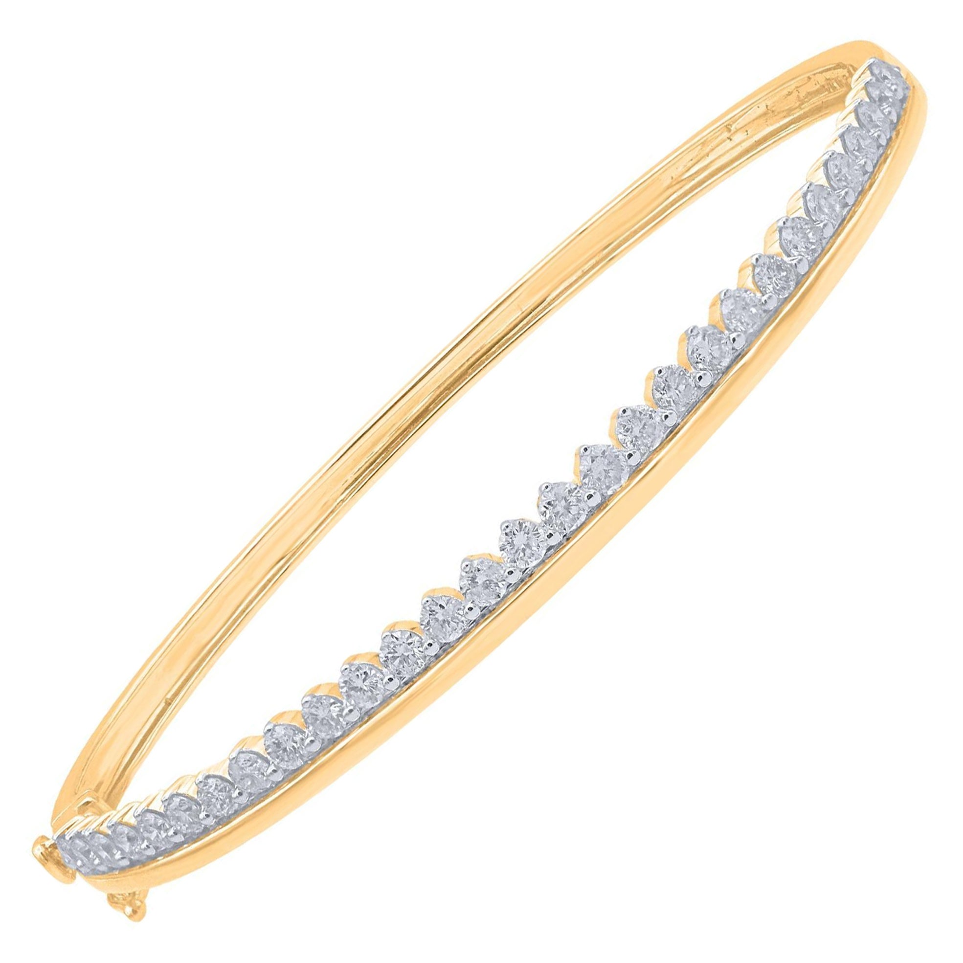 TJD Brazalete de diamantes naturales talla brillante de 1,50 quilates Oro amarillo de 18 KT en venta