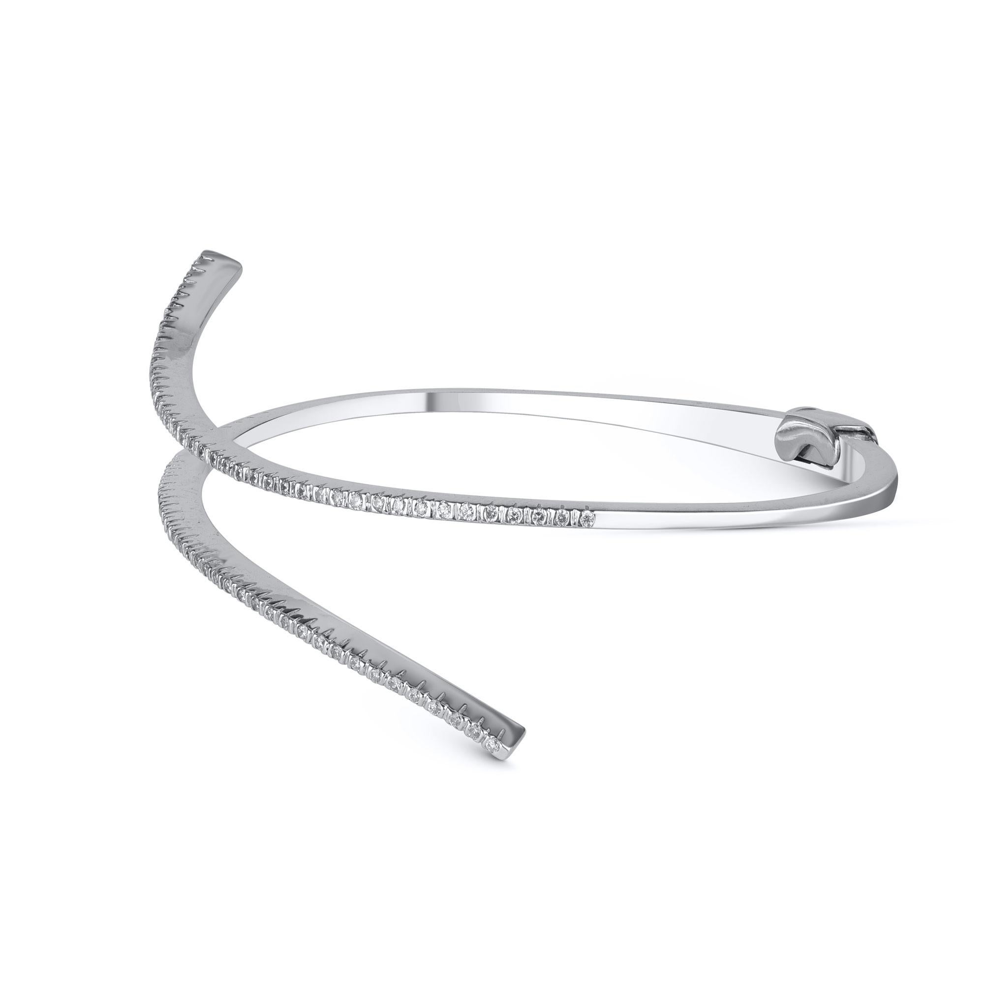 Modern TJD 0.50 Carat Diamond 18 Karat White Gold Designer Spiral Charming Bracelet For Sale