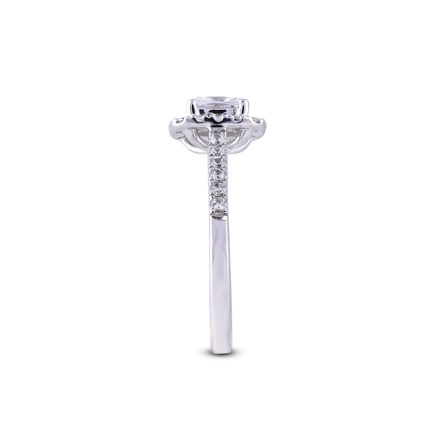 TJD 1,50 Karat Kissenschliff & runder Diamant 18 Karat Weißgold Designer-Brautring im Zustand „Neu“ im Angebot in New York, NY