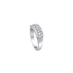 TJD 1.50 Carat Diamond 10 Karat White Gold 3-Row Anniversary/Wedding Band