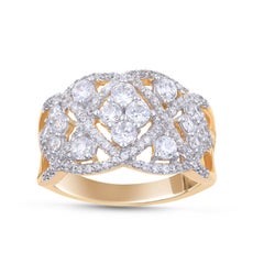 TJD 1.50 Carat Diamond 18 Karat Yellow Gold Composite Kite Design Wedding Band