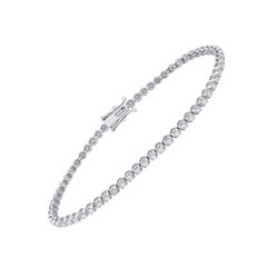 TJD 1.50 Carat Natural Brilliant Cut Diamond 14 Karat White Gold Tennis Bracelet