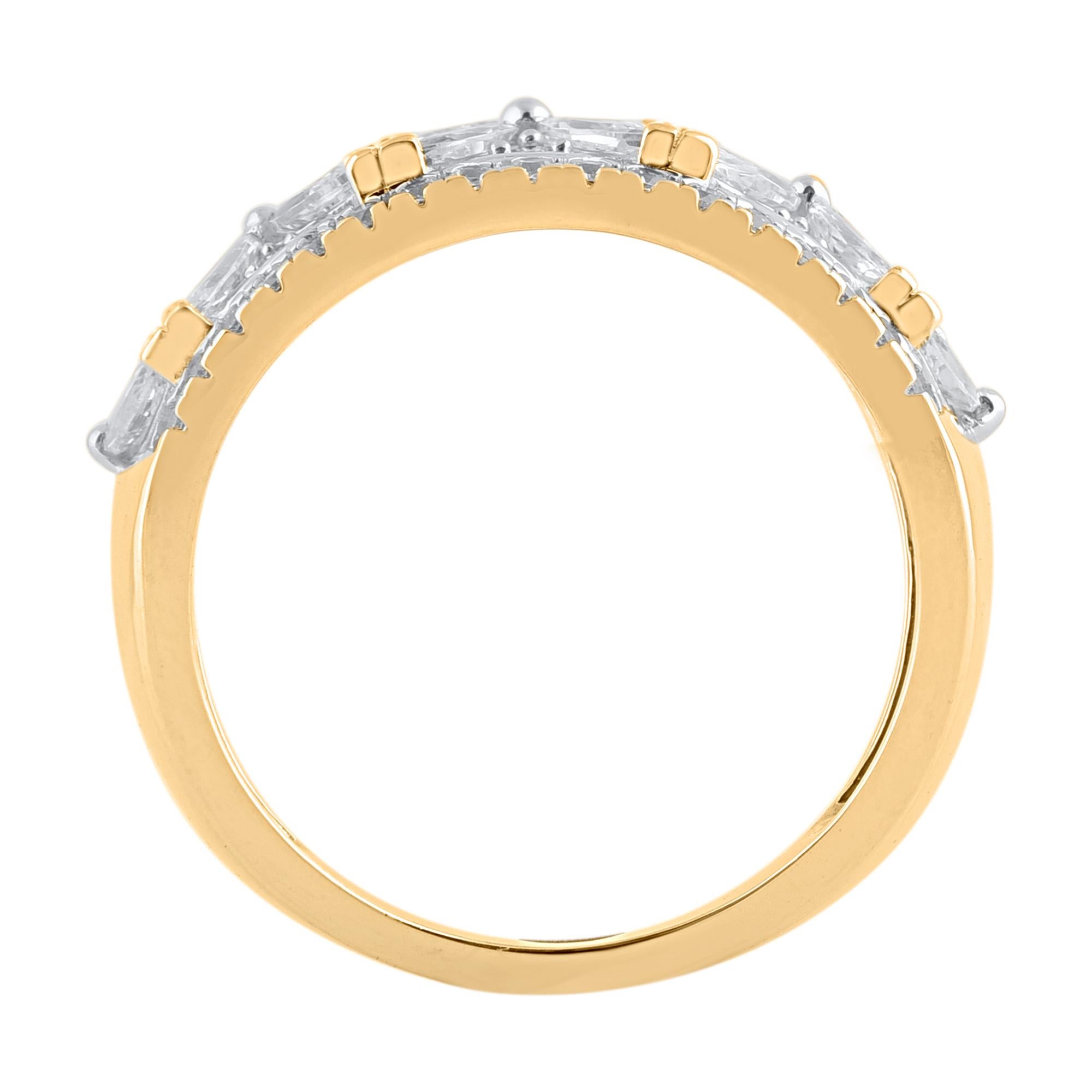 Moderne TJD 1.50 Carat Nature Diamond 14KT Gold Vintage-Style Flower Wedding Band Ring en vente