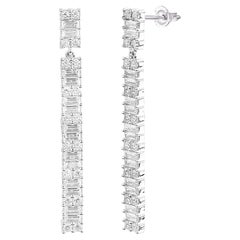 TJD 1.50 Carat Natural Diamond 14KT White Gold Dangle Drop Earrings