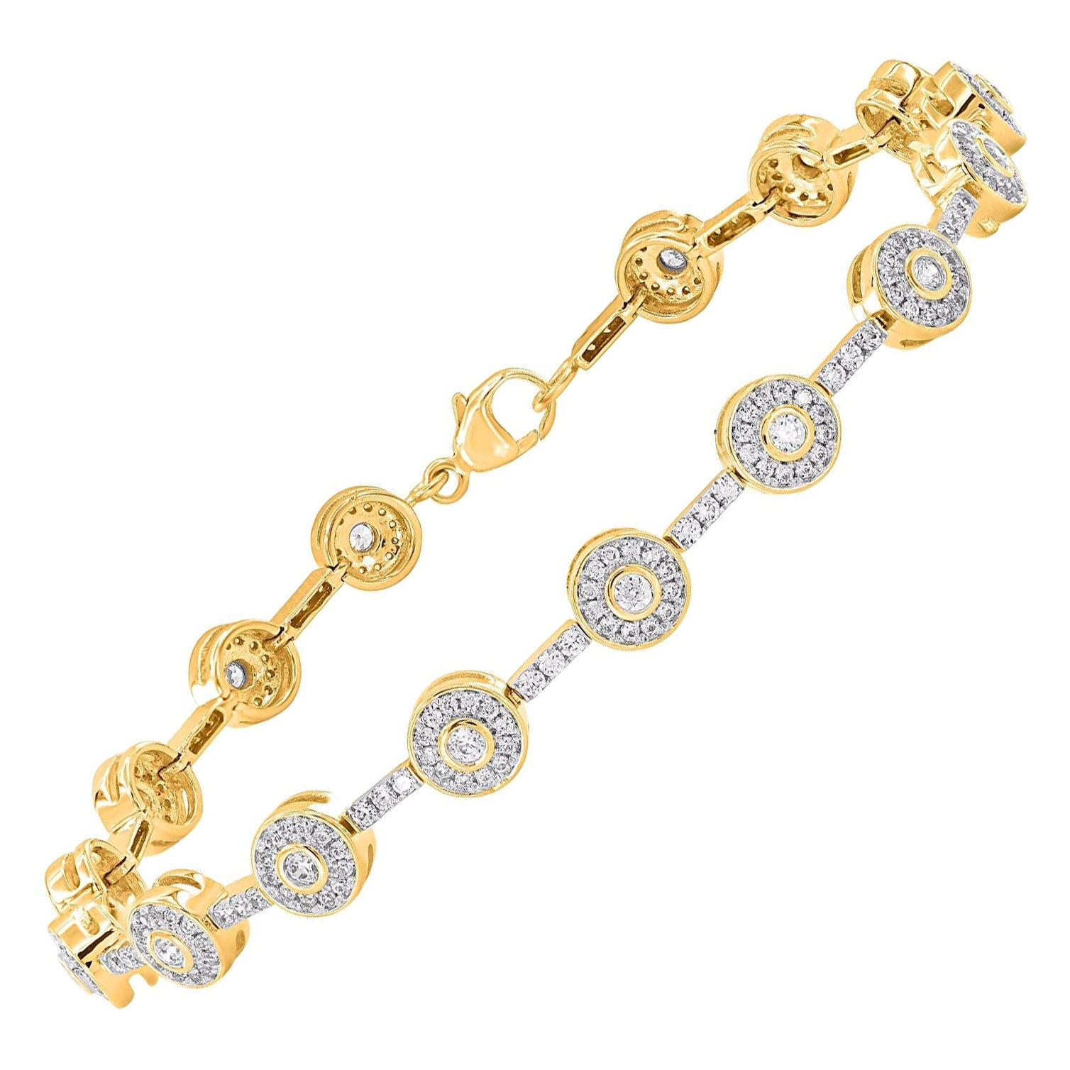 TJD 1.50 Carat Natural Diamond Halo Bracelet in 14KT Yellow Gold