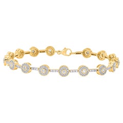 TJD 1.50 Carat Natural Diamond Halo Bracelet in 14KT Yellow Gold