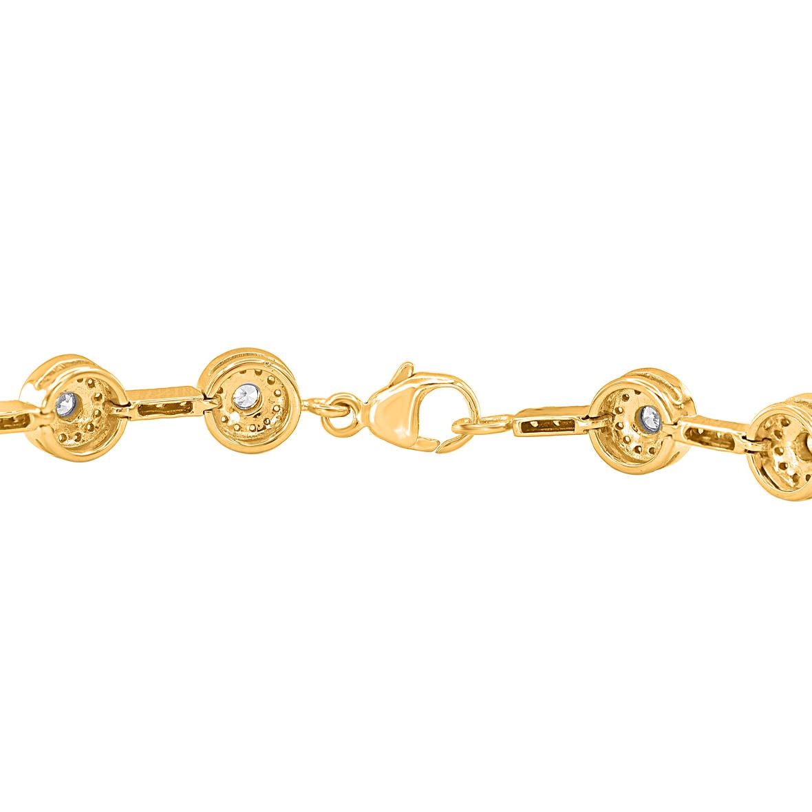TJD 1,50 Karat natürliches Diamant-Halo-Armband aus 18KT Gelbgold (Zeitgenössisch) im Angebot