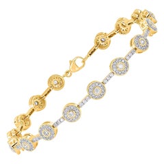 TJD 1.50 Carat Natural Diamond Halo Bracelet in 18KT Yellow Gold