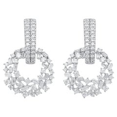TJD 1.50 Carat Natural Diamond Multi Cut Stone Dangling Earrings in 14Karat Gold