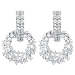 TJD 1.50 Carat Natural Diamond Multi Cut Stone Dangling Earrings in 14Karat Gold