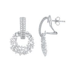 TJD 1.50 Carat Natural Diamond Multi Cut Stone Dangling Earrings in 18Karat Gold