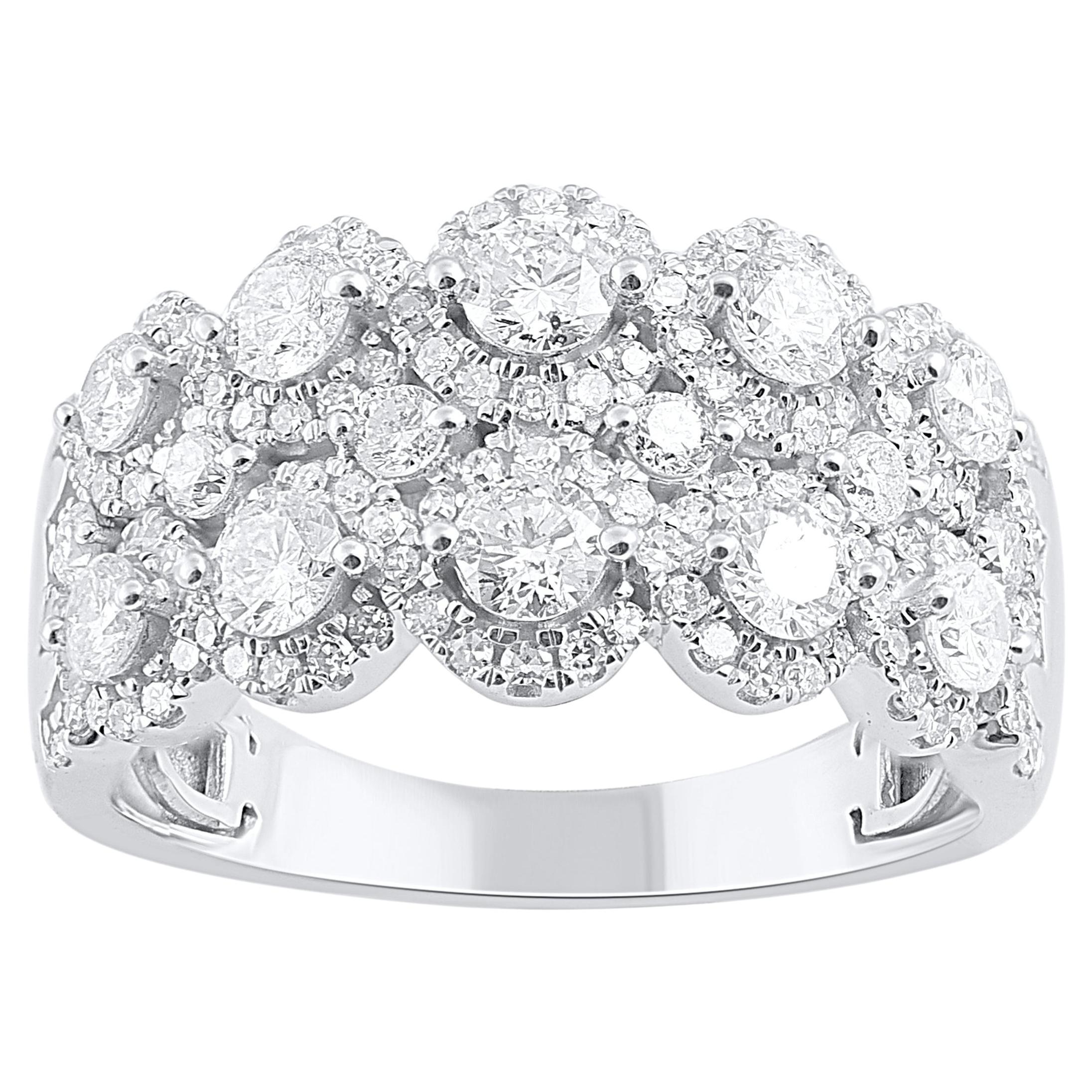 TJD 1.50 Carat Natural Diamond Vintage-Style Wedding Band Ring in 14 Karat Gold For Sale