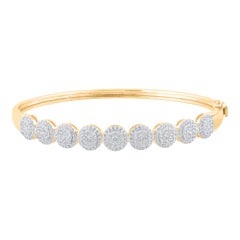 TJD 1,50 Karat natürlicher runder Diamant 14 Karat Gelbgold Halo Cluster-Armreif