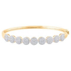 Bracelet jonc grappe en or jaune 14 carats avec diamants ronds naturels de 1,50 carat TJD