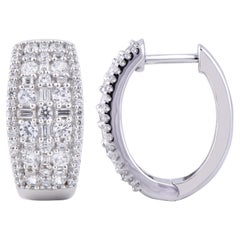 TJD 1.50 Carat Round 14kt White Gold Baguette
Diamond Designer Stylish Earring