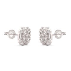 Pendientes compuestos de diamantes TJD de oro blanco de 18 quilates, redondos y baguette de 1,50 quilates