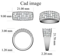 TJD 1.50 Carat Round and Baguette Diamond 14 Karat White Gold Wedding Band Ring
