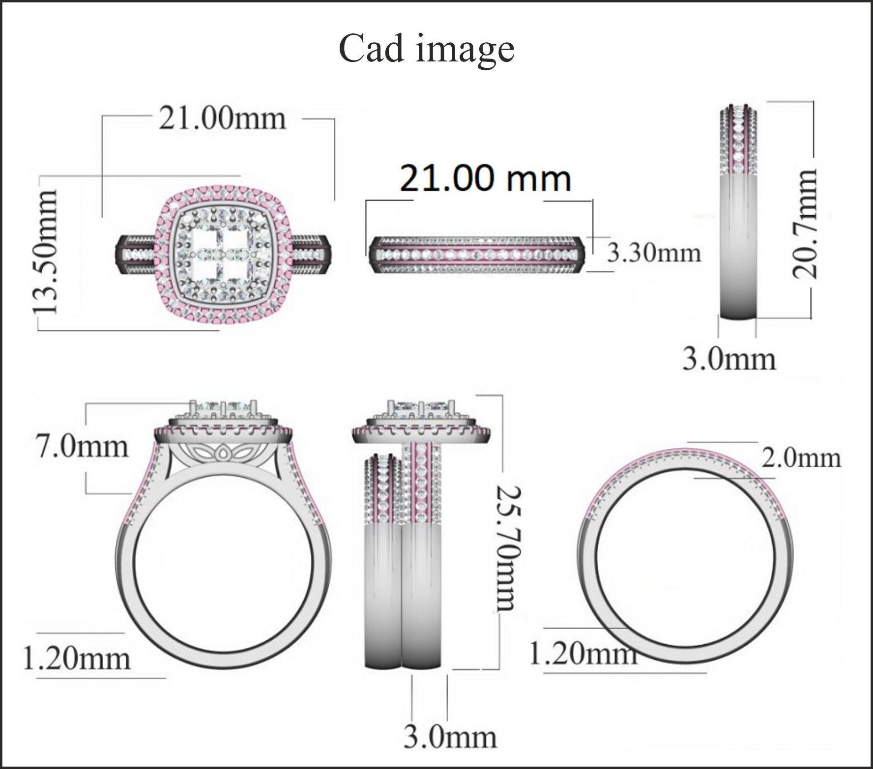 Beautiful Round Natural Diamond Bridal set Ring. This ring is beautifully designed and micro-prong, micro-pave, pave and nick set with 173 round brilliant and 4 princess-cut diamonds. The total weight of diamonds 1.50  carat, H-I Color and I2