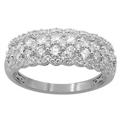 TJD 1.50 Carat Round Diamond 14 Karat White Gold Anniversary Wedding Band Ring