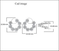 TJD 1.50 Carat Round Diamond 14 Karat White Gold Floral Design Fashion Earrings