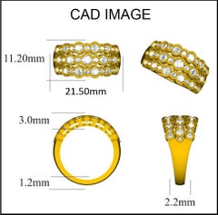 TJD 1.50 Carat Round Diamond 14K Yellow Gold Bezel Set Fashion Wedding Band Ring