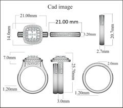 TJD 1.50 Carat Round & Princess Cut Diamond 14K White Gold Stackable Bridal Set