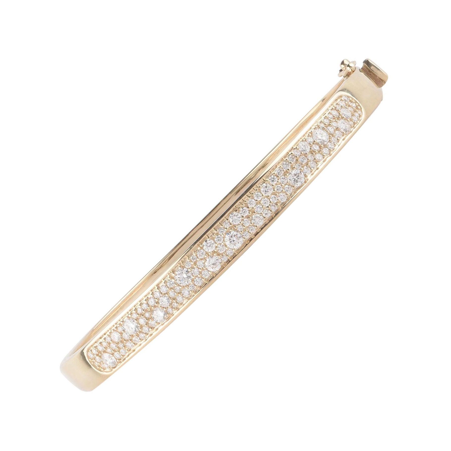 TJD 1.50 Carat Scattered Diamond 14 Karat Yellow Gold Sparkling Bangle
