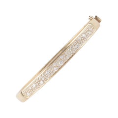 TJD 1.50 Carat Scattered Diamond 14 Karat Yellow Gold Sparkling Bangle