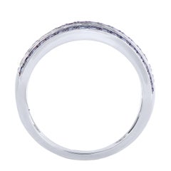 TJD 1.50 Carat White & Blue Treated Diamond 14 Karat White Gold Wide Band Ring