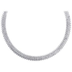 TJD 15.00 Carat Round and Princess Cut Diamond 18 Karat White Gold Mesh Necklace TJD 15.00 Carat Round and Princess Cut Diamond 18 Karat White Gold Mesh Necklace