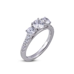 TJD 1.70 Carat 18 Karat white Gold Diamond 3 Stone Bridal Engagement Ring