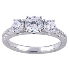 TJD 1,70 Karat 18 Karat Weißgold Diamant-Verlobungsring mit 3 Steinen