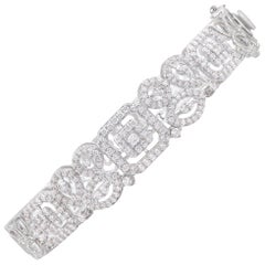 Bracelet jonc de mariage en or blanc 18 carats avec diamants taille princesse et ronde de 1,70 carat TJD