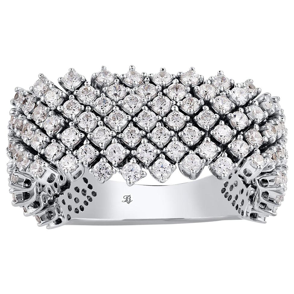 Alliance de style Art déco en or blanc 14 carats avec diamants ronds de 1,75 carat TJD en vente