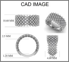 TJD 1.75 Carat Round Diamond 14 Karat White Gold Art Deco Style Wedding Band