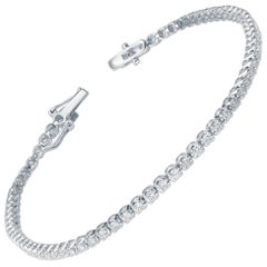 TJD Bracelet tennis classique en or blanc 10 carats avec diamants de 1,80 carat