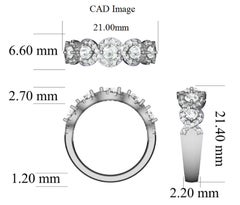 TJD 1Carat 5 Stone Round Diamond 14Karat White Gold Halo Wedding Engagement Band