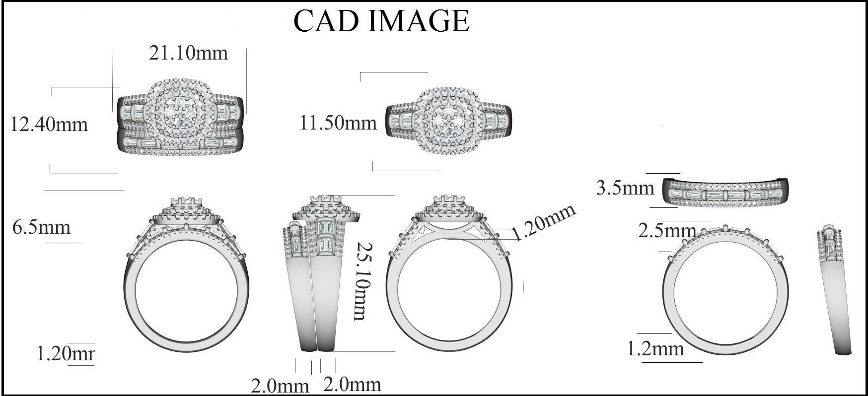 This timeless design diamond bridal set ring celebrates your next steps in life. The ring is crafted from 14-karat white gold and features Round Brilliant 115 and Baguette - 14 white diamonds, Micro Prong Prong & Channel set, H-I color I2 clarity