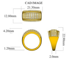 TJD 1Carat Round Diamond 14K White Gold Multi-row Wedding Anniversary Band Ring