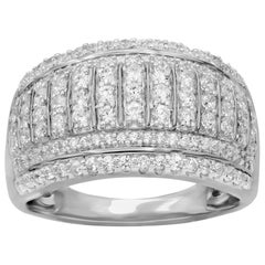 TJD, bague d'anniversaire de mariage à plusieurs rangs en or blanc 14 carats avec diamants ronds de 1 carat