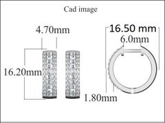 TJD 1Carat Round & Princess Cut Diamond 14K White Gold Triple Row Hoop Earrings