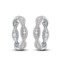 TJD Pendientes de oro blanco de 18 KT con diamante redondo de 2 quilates, sección marquesa y aro festoneado