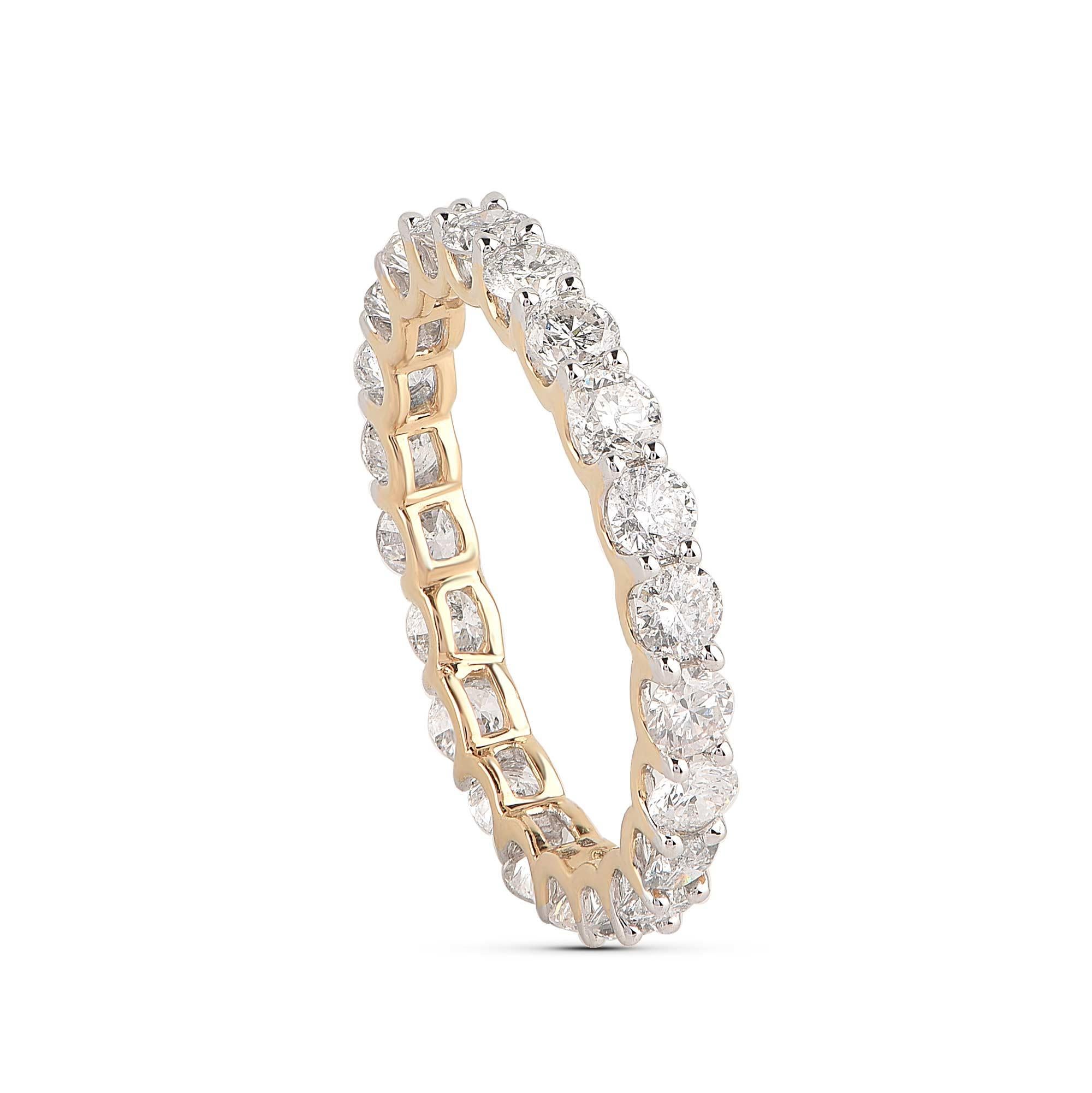 TJD Alianza de diamantes de 2,0 quilates talla brillante en oro amarillo de 18 quilates Moderno en venta