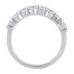 TJD 2.0 Carat Brilliant Cut Diamond 14Karat White Gold Two Row Wedding Band Ring