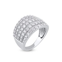 TJD 2.0 Carat Brilliant Cut Diamond 14KT White Gold Multi Row Wedding Band Ring