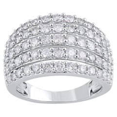 TJD 2.0 Carat Brilliant Cut Diamond 14KT White Gold Multi Row Wedding Band Ring