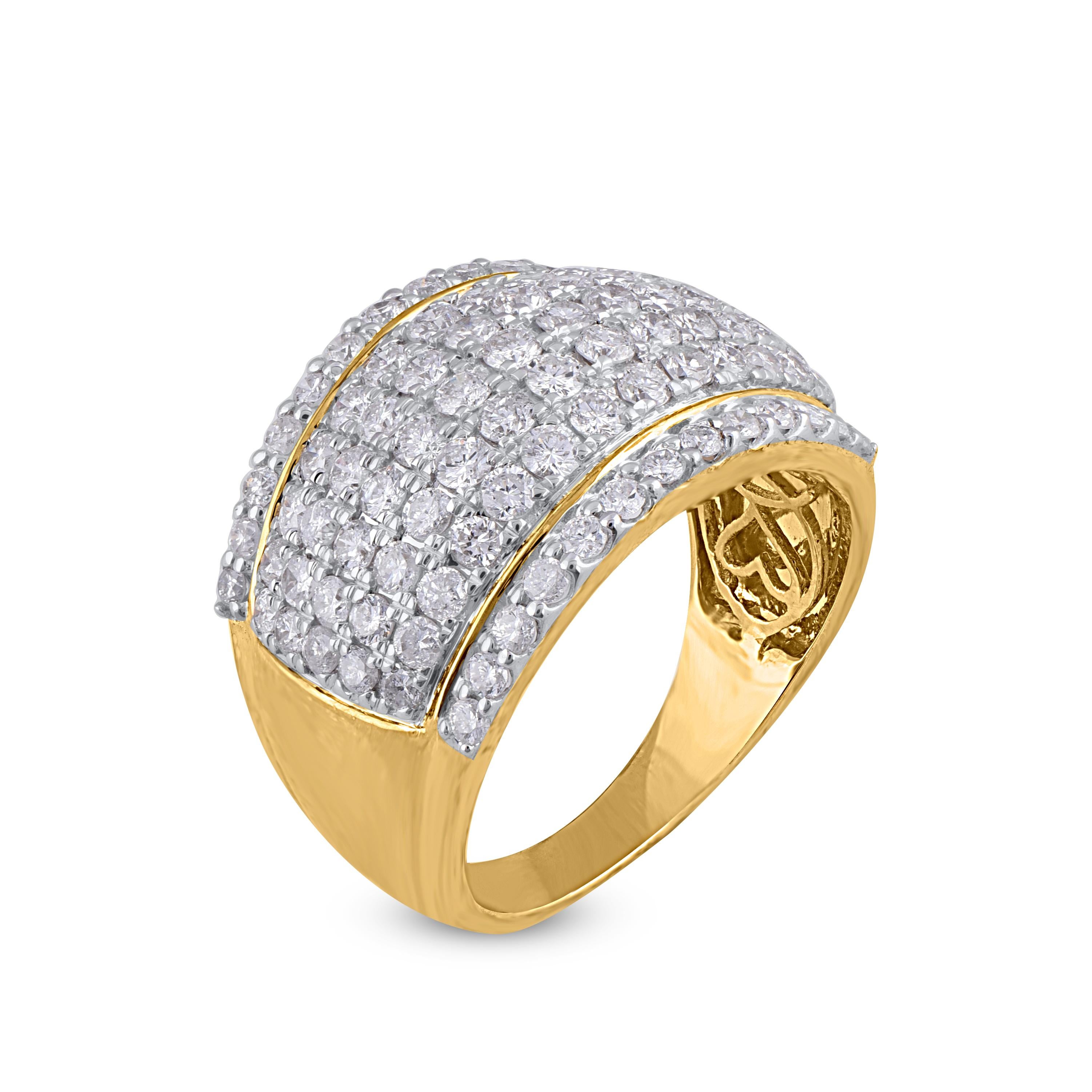 Contemporary TJD 2.0 Carat Brilliant Cut Diamond Anniversary Band Ring in 14KT Yellow Gold For Sale