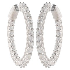 TJD 2.0 Carat Diamond 18 Karat White Gold Inside-Out Hoop Earrings